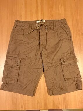 Casual Men's Cargo Drawstring Shorts in Brown